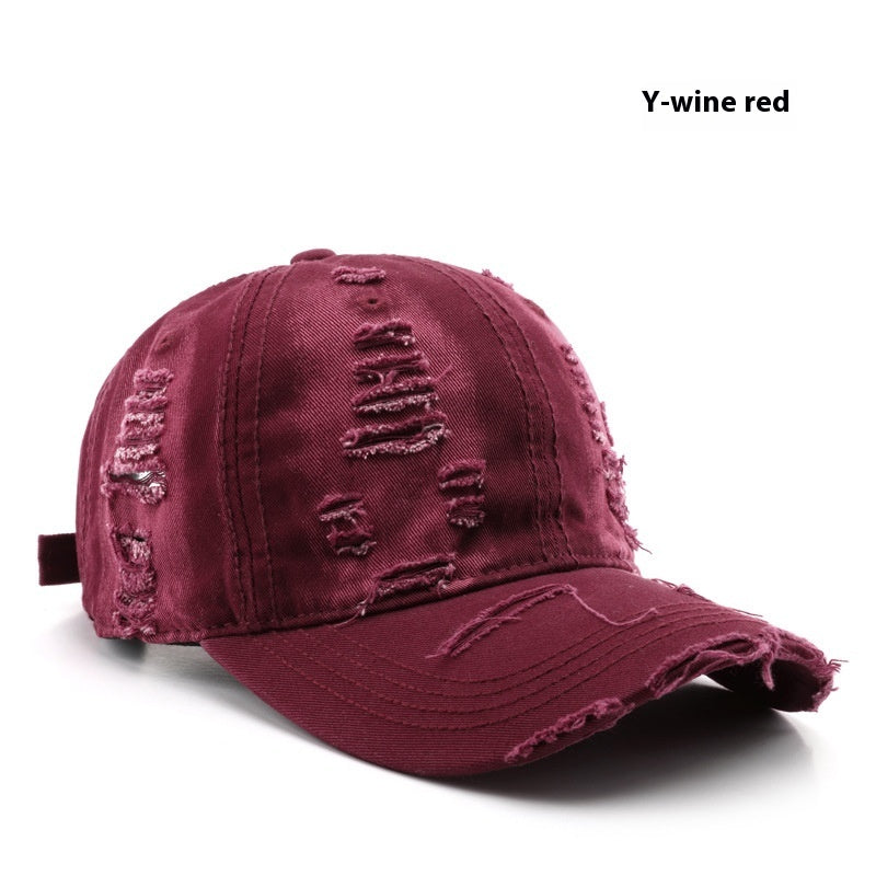 Retro Pure Color Washed Hole Light Board Baseball Cap