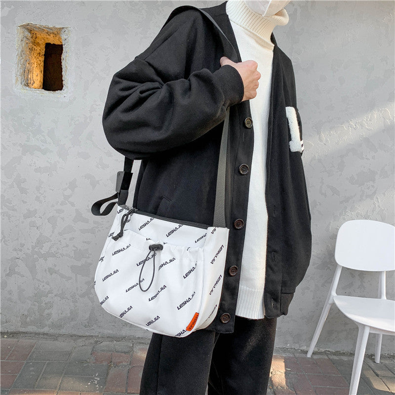 Letter Printing Fashion Small Round Bag Wide Shoulder Strap Fashion