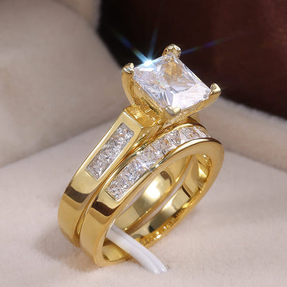 Fashion Temperament Couple Zircon Ring