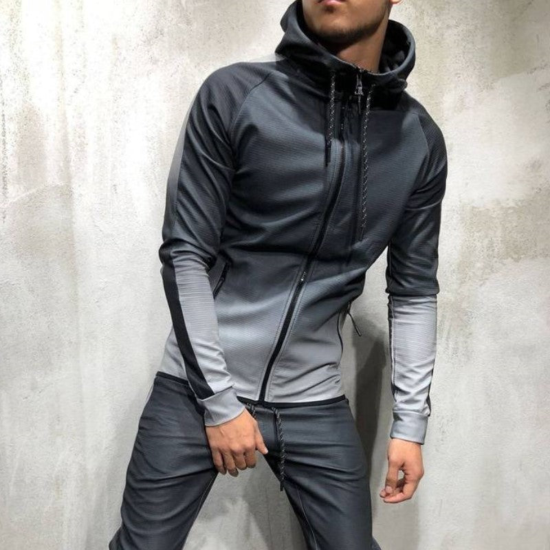 Moomphya Gradient color zipper cardigan men hoodies Side stripes hoodie men hooded Streetwear sweatshirts sudaderas para hombre