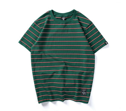 Harajuku Stripes T-shirt Men's T-shirt Casual Short Sleeve Summer Hip Hop T-shirt Streetwear Casual Tops Black White Green