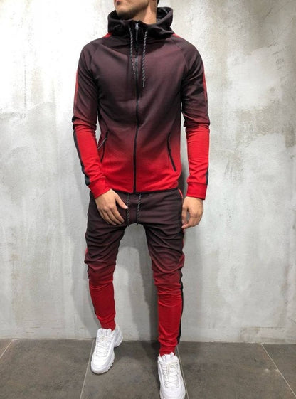 Moomphya Gradient color zipper cardigan men hoodies Side stripes hoodie men hooded Streetwear sweatshirts sudaderas para hombre