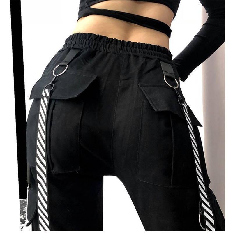 Streetwear Cargo Pants for Women black Jogger Trousers