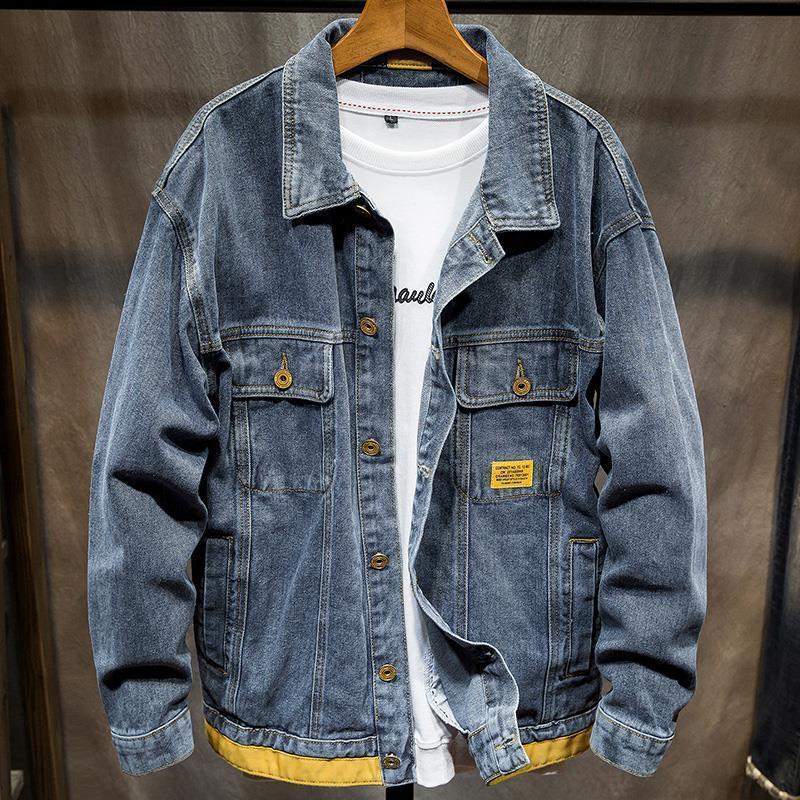 New Embroidered Jacket Tooling Denim Jacket Male Student Streetwear Coat