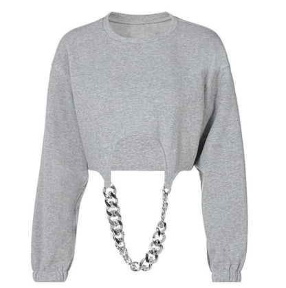 Women's Long Sleeve Chain Sweatshirt Fashion Sexy Winter Streetwear