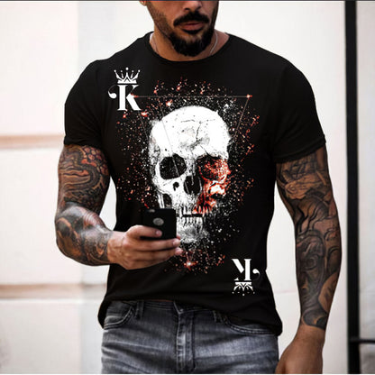 Skull pattern men's t-shirt horror O-neck t-shirt summer fashion top boy clothing large size streetwear men's hip hop 3D shirt