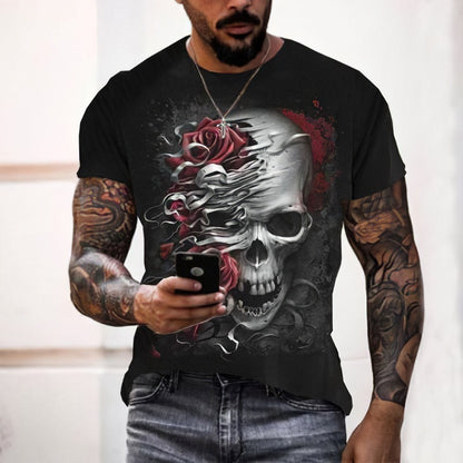 Skull pattern men's t-shirt horror O-neck t-shirt summer fashion top boy clothing large size streetwear men's hip hop 3D shirt