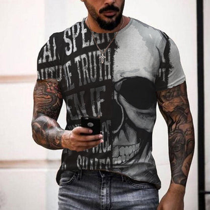 Skull pattern men's t-shirt horror O-neck t-shirt summer fashion top boy clothing large size streetwear men's hip hop 3D shirt