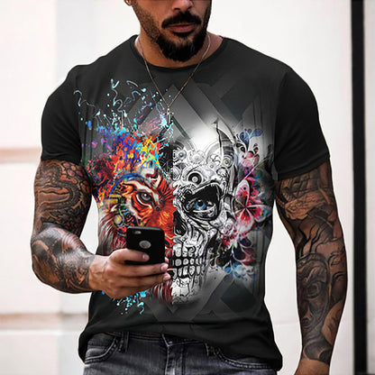 Skull pattern men's t-shirt horror O-neck t-shirt summer fashion top boy clothing large size streetwear men's hip hop 3D shirt