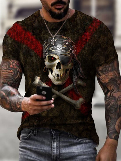 Skull pattern men's t-shirt horror O-neck t-shirt summer fashion top boy clothing large size streetwear men's hip hop 3D shirt