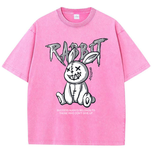 Cute Rabbit Print T-shirt Breathable T-shirt Streetwear