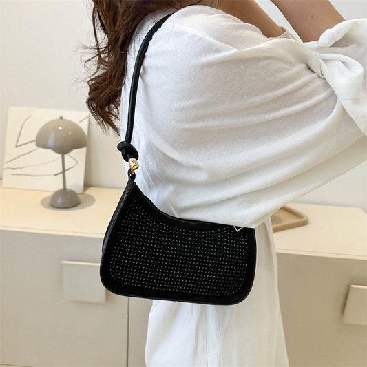 Diamond-embedded Western Style Underarm Bag Fashion Fashion Casual Shoulder Bag