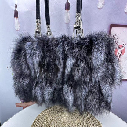 Women's Korean-style One-shoulder Crossbody Fox Fur Bag