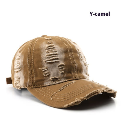 Retro Pure Color Washed Hole Light Board Baseball Cap