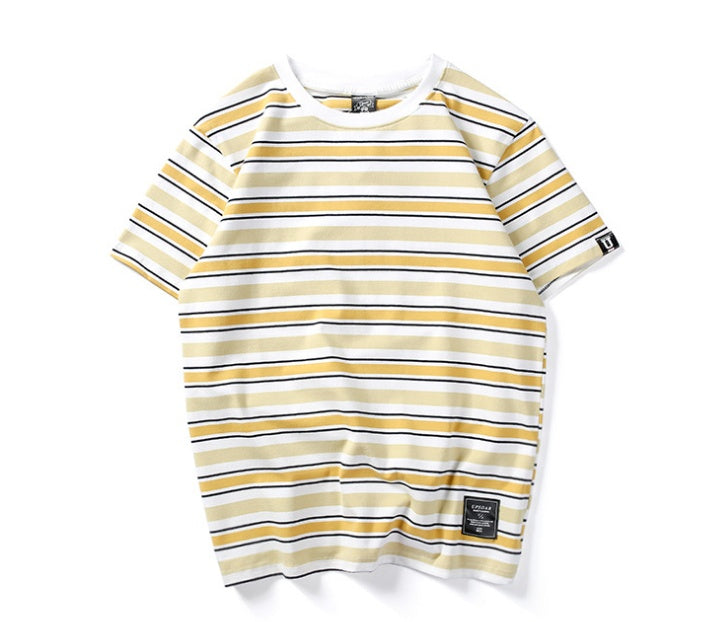 Harajuku Stripes T-shirt Men's T-shirt Casual Short Sleeve Summer Hip Hop T-shirt Streetwear Casual Tops Black White Green