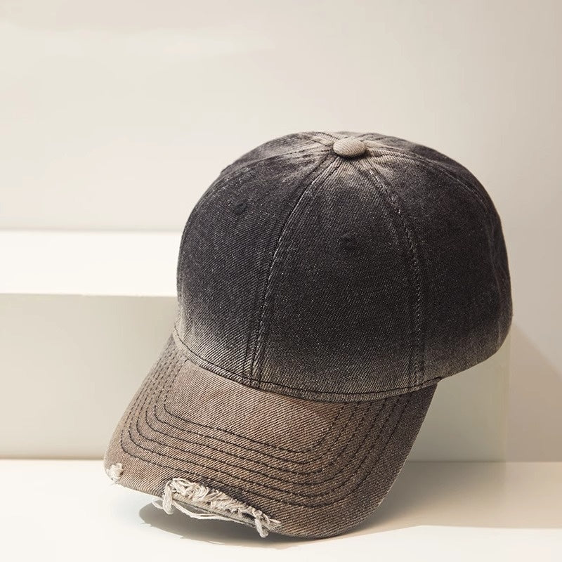 Distressed Gradient Denim Casual All-match Ripped Baseball Cap