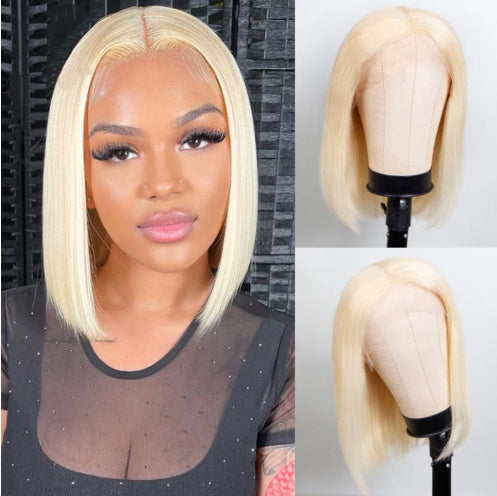 613 Blonde Bob Wig Short Straight Human Hair Wigs For Women