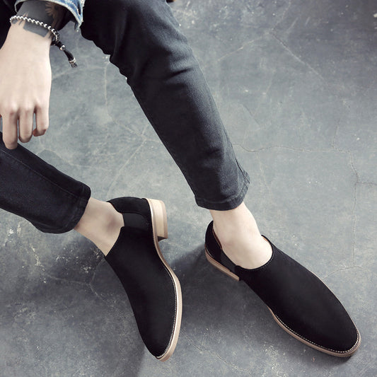 Korean Style Pointed Casual Shoes British Style Retro Suede