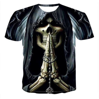 T-Shirts Casual Tee-Tops Short-Sleeve Skull Fashion Streetwear Male O-Neck Summer Men