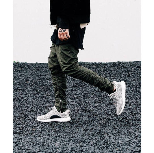 Streetwear Harem Pants Men Draw String Elastic Waist Hip Hop Pants Leg Opening Zipper Male Trousers kanye justin bieber pants