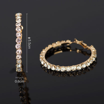 Popular Geometric Single Row Diamond Rhinestone Ear Ring