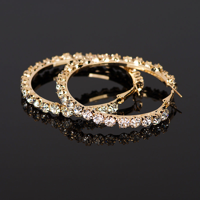 Popular Geometric Single Row Diamond Rhinestone Ear Ring