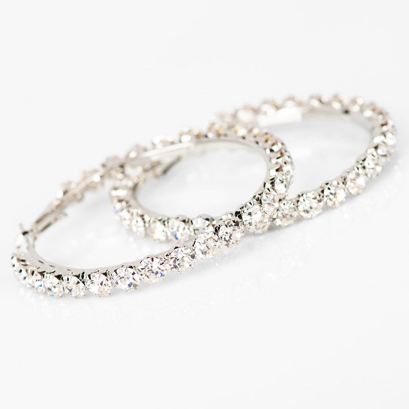 Popular Geometric Single Row Diamond Rhinestone Ear Ring