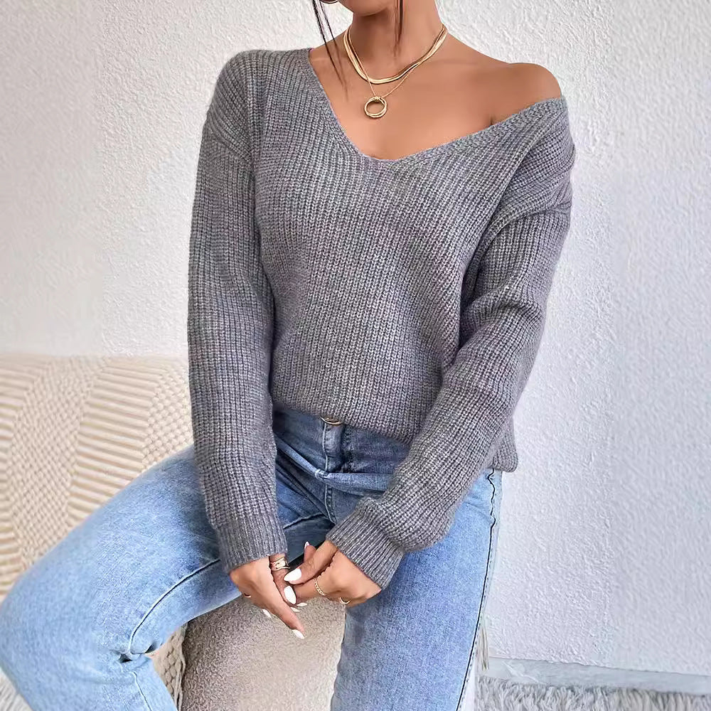 Y2k Clothes V-neck Sweater Ladies Winter Backless Streetwear Bandage Cashmere Sweater Women High Quality Fashion Clothes