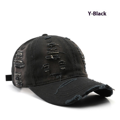 Retro Pure Color Washed Hole Light Board Baseball Cap