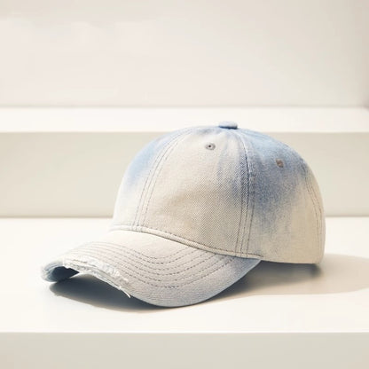 Distressed Gradient Denim Casual All-match Ripped Baseball Cap