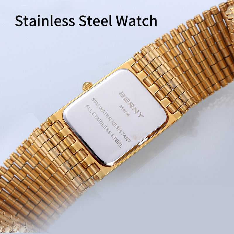 Ultra-thin Gold Quartz Watch Rectangular Men's Watch