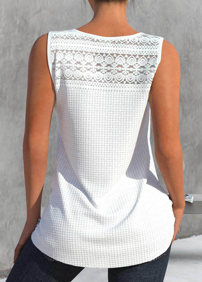 Loose Sleeveless Urban Casual Lace Stitching Women's T-shirt