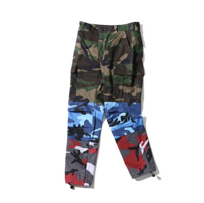 Tri Renk Camo Patchwork Kargo Pantolon Erkekler Baggy Taktik Pantolon Hip Hop Rahat Cep Pantolon Kamuflaj Streetwear Yeni