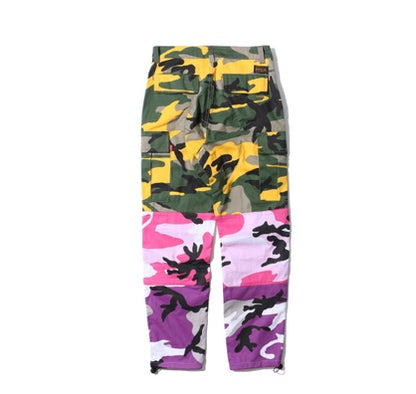 Tri Renk Camo Patchwork Kargo Pantolon Erkekler Baggy Taktik Pantolon Hip Hop Rahat Cep Pantolon Kamuflaj Streetwear Yeni