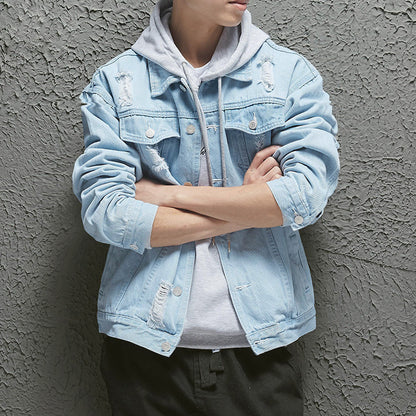 Casual thin fashion urban hooded lapel jacket