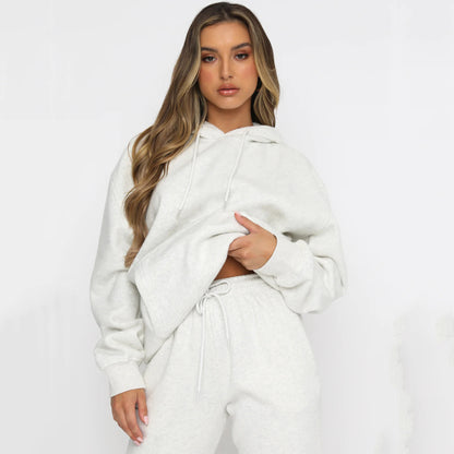 Women's Urban Leisure Pocket Long Sleeve Sweater Pants Suit