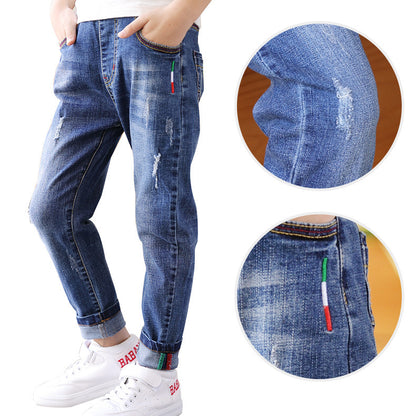 Boys' denim trousers, new style, big children's trousers, spring and autumn children's trousers