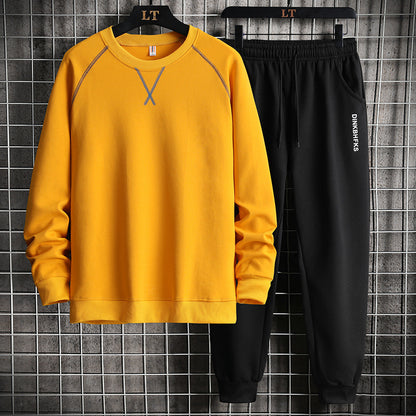 Urban Trend Collage Loose Long-sleeved Casual Sports Suit