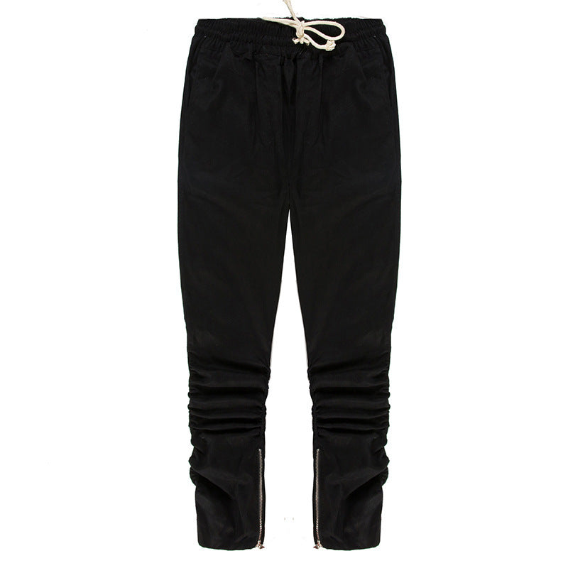 Streetwear Harem Pants Men Draw String Elastic Waist Hip Hop Pants Leg Opening Zipper Male Trousers kanye justin bieber pants