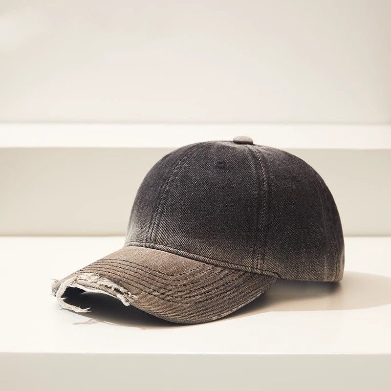 Distressed Gradient Denim Casual All-match Ripped Baseball Cap