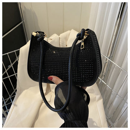 Diamond-embedded Western Style Underarm Bag Fashion Fashion Casual Shoulder Bag