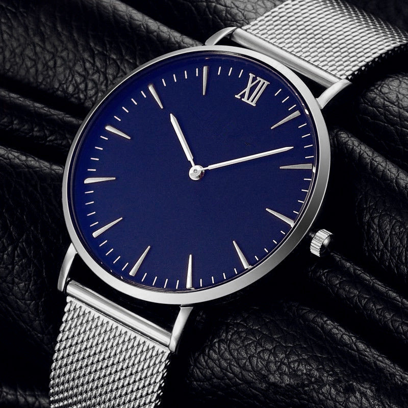 Simple Classic Ultra-thin Roman Scale Steel Mesh Watch