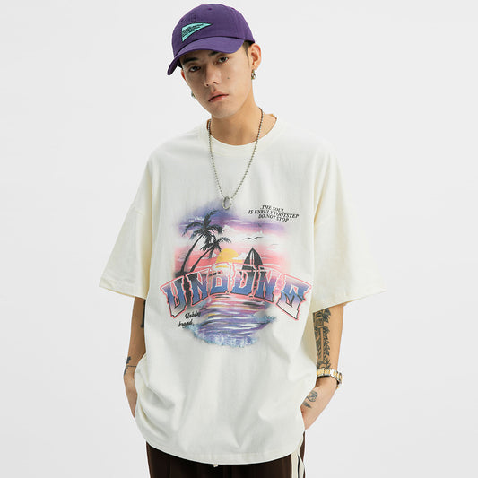 Men's Urban Landscape Print Short Sleeve T-shirt