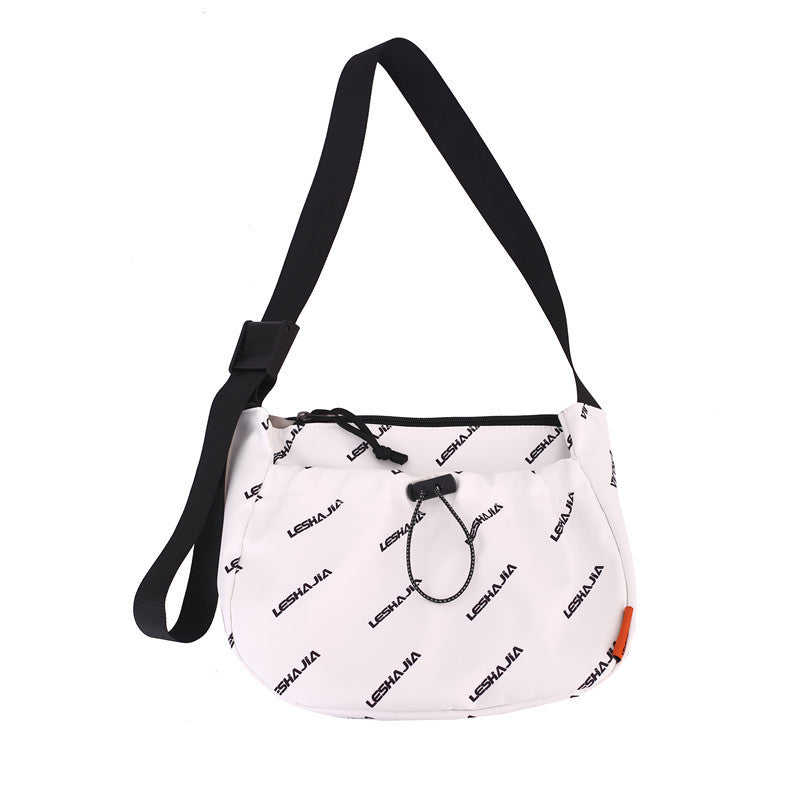 Letter Printing Fashion Small Round Bag Wide Shoulder Strap Fashion