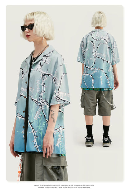 Digital printed men's streetwear Hawaiian shirt