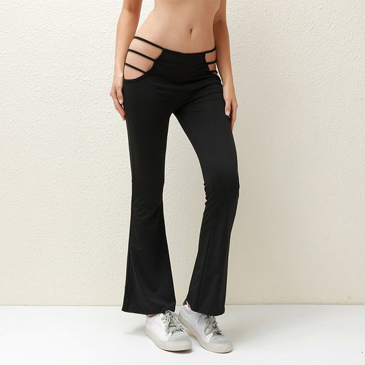 Slim Fitness Hollow Out Flare Pants Streetwear