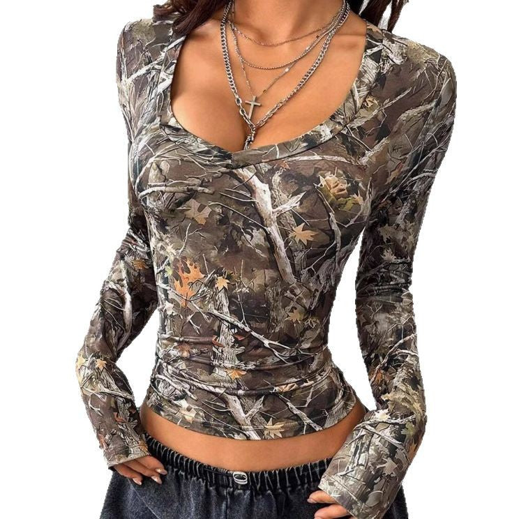 Women's Hot Girl Design Camouflage Long Sleeve