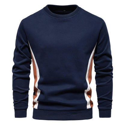 Men's Casual Slim Fit Round Neck Long Sleeves Patchwork Sweater