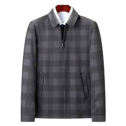 Middle-aged Plaid Turn-down Collar Coat Business Casual Jacket