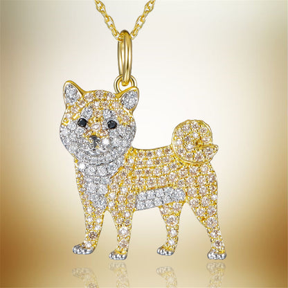 Eco-friendly Zinc Alloy Die-cast Cartoon Puppy Cute Shiba Inu Pendant Necklace